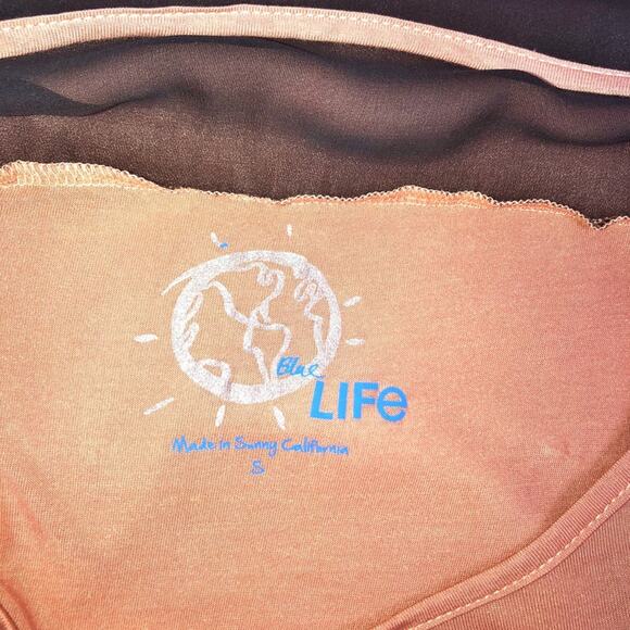 Blue Life Peach & Black Chiffon Eclipse Blouse SzS - Picture 16 of 16